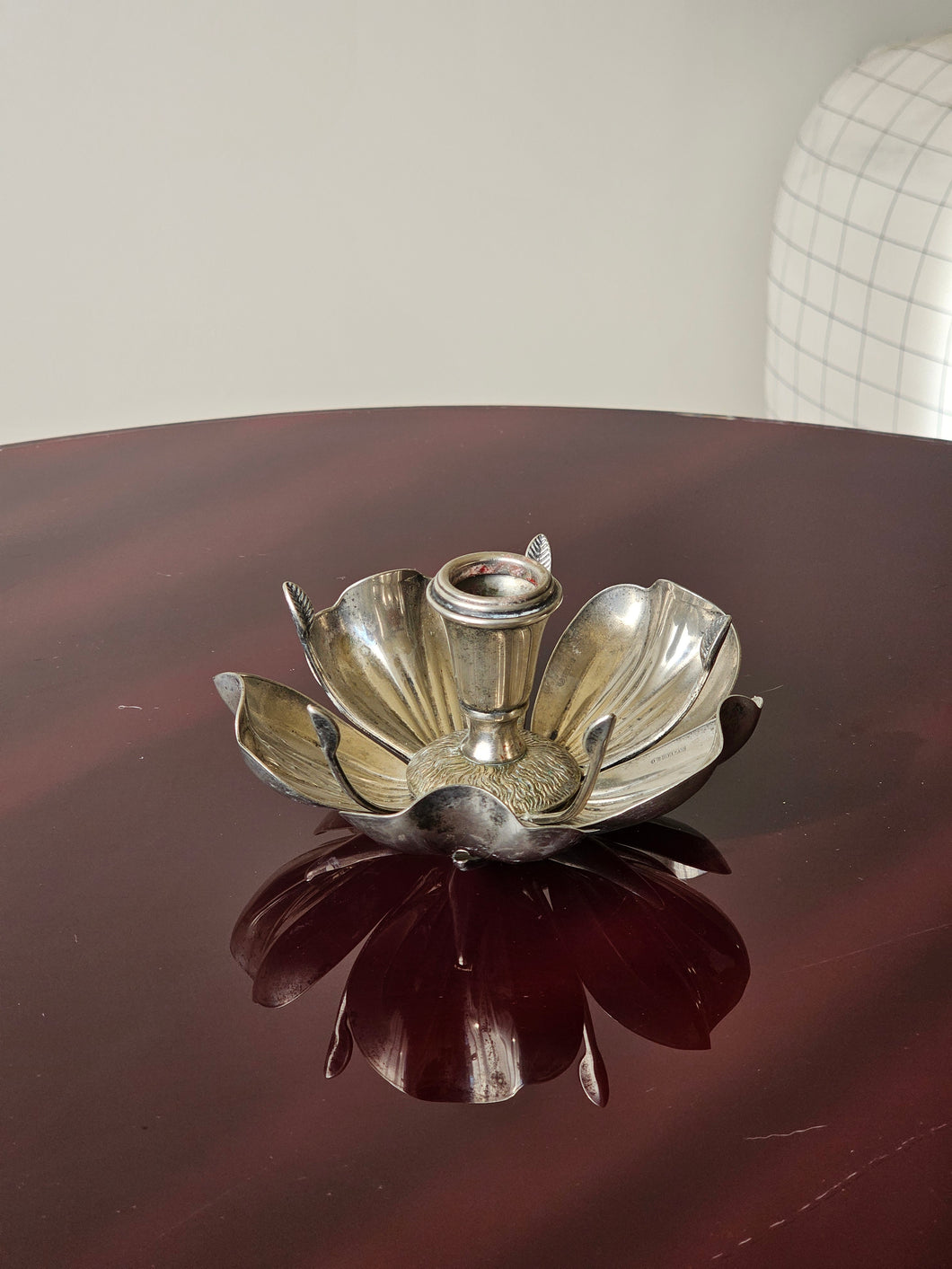 Portacandela e posacenere per ospiti silver plated