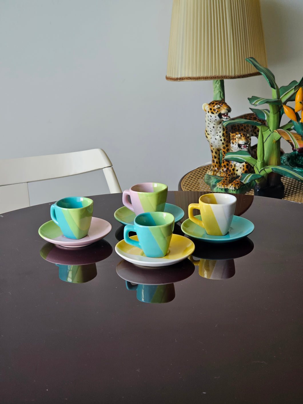 N.4 tazzine da caffè coloratissime preloved